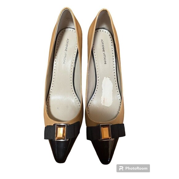 Adrienne Vittadini Tan Heels With Bows Sz.9.5M - Picture 1 of 7